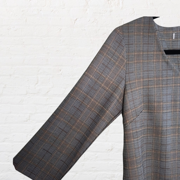 Soyaconcept Glen checkered dress with back zip and brown piped seam - Picture 5 of 9